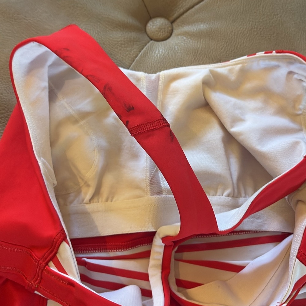 Lululemon XS Tank with built in bra- red and white stripes with one call out❤️ - Picture 9 of 12